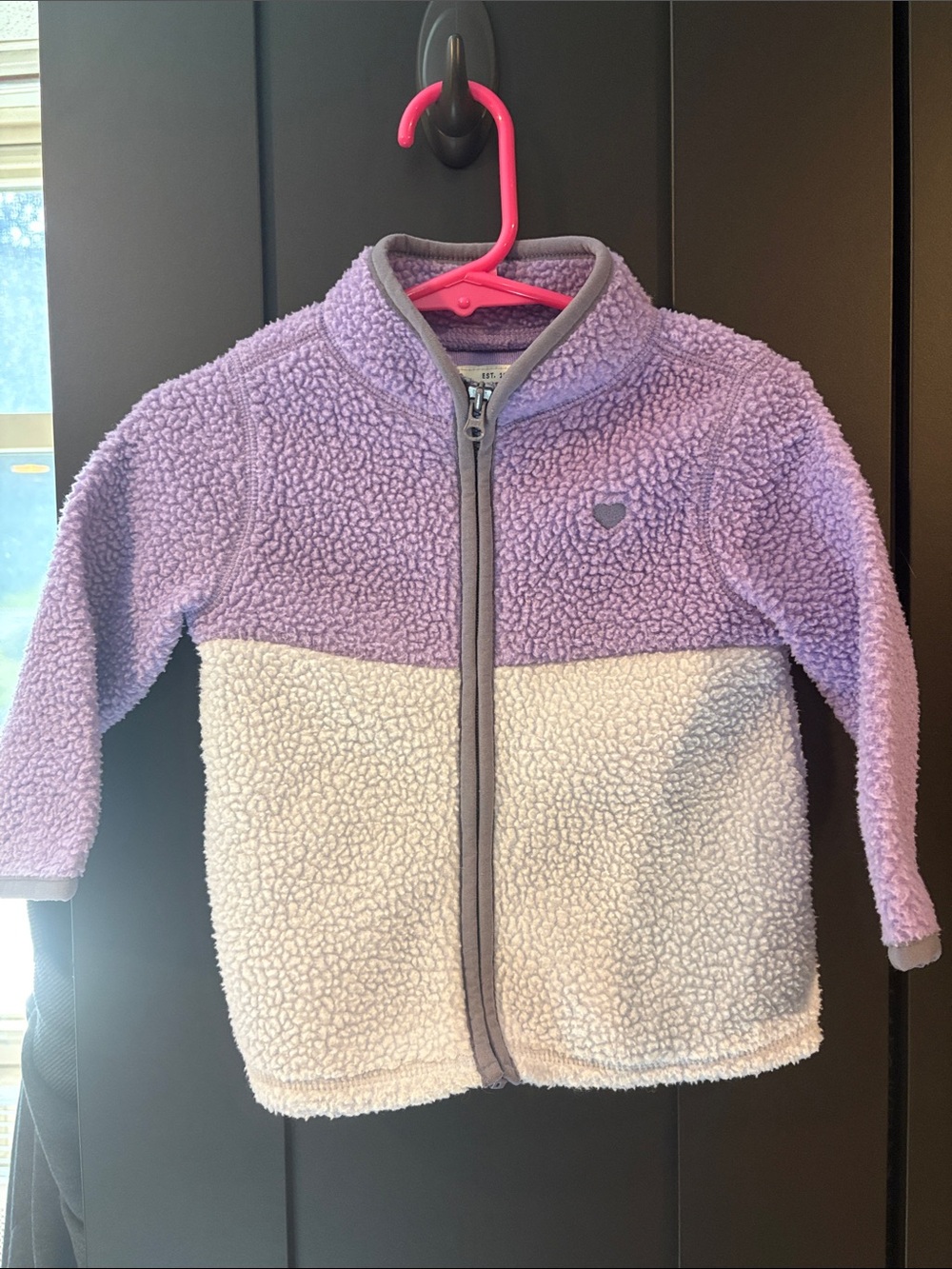 OshKosh B'gosh Lavender and Cream Sherpa Zip Pea Coat